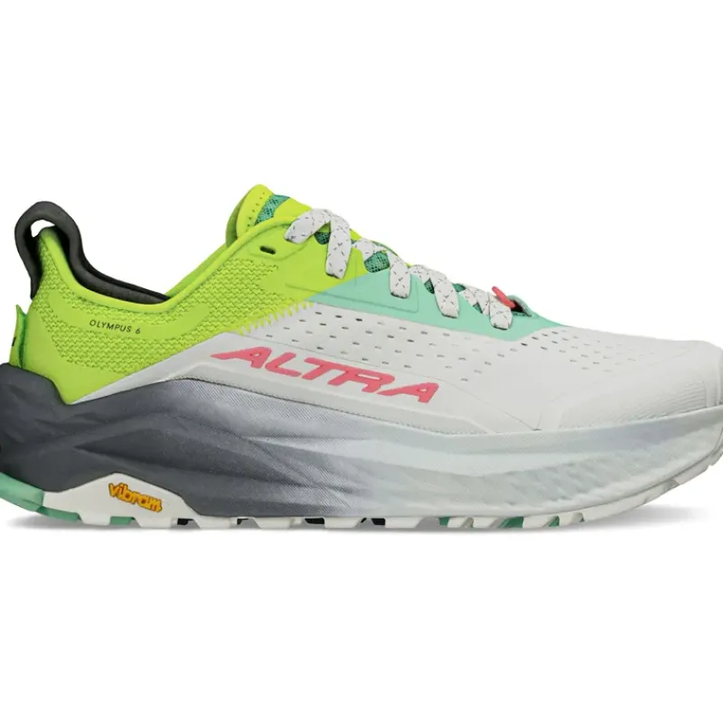Altra Running Shoes-Womens Olympus 6 Trail Shoes - Gray-Lime