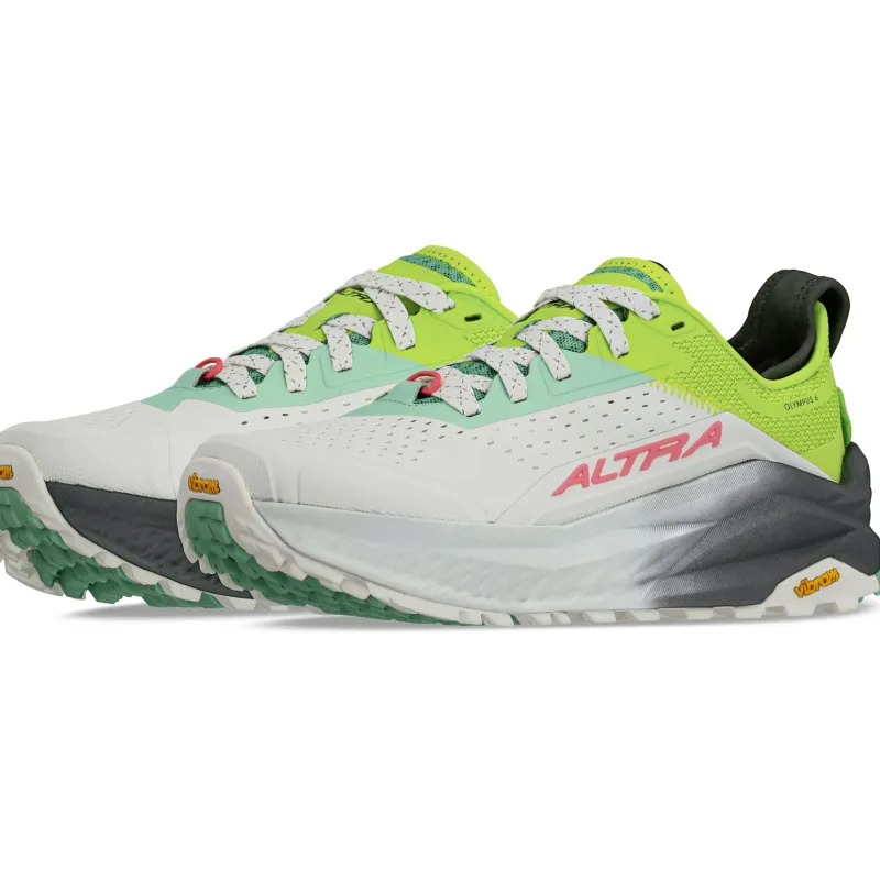 Altra Running Shoes-Womens Olympus 6 Trail Shoes - Gray-Lime