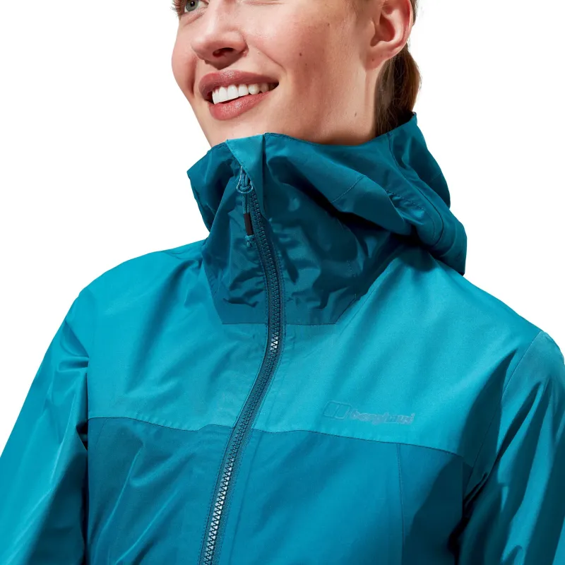 Berghaus Waterproof Jackets-Womens Deluge Pro 3.0 Jacket - Deep Ocean-Jungle Jewel