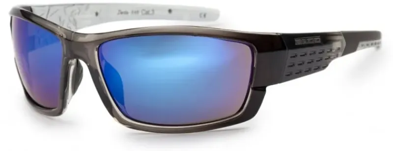 Bloc Eyewear Eyewear-BLOC Delta Sunglasses - Crystal Black-Blue Mirror