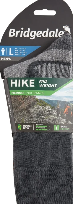 Bridgedale Socks|Socks-Mens Hike Midweight Merino Socks - Gunmetal