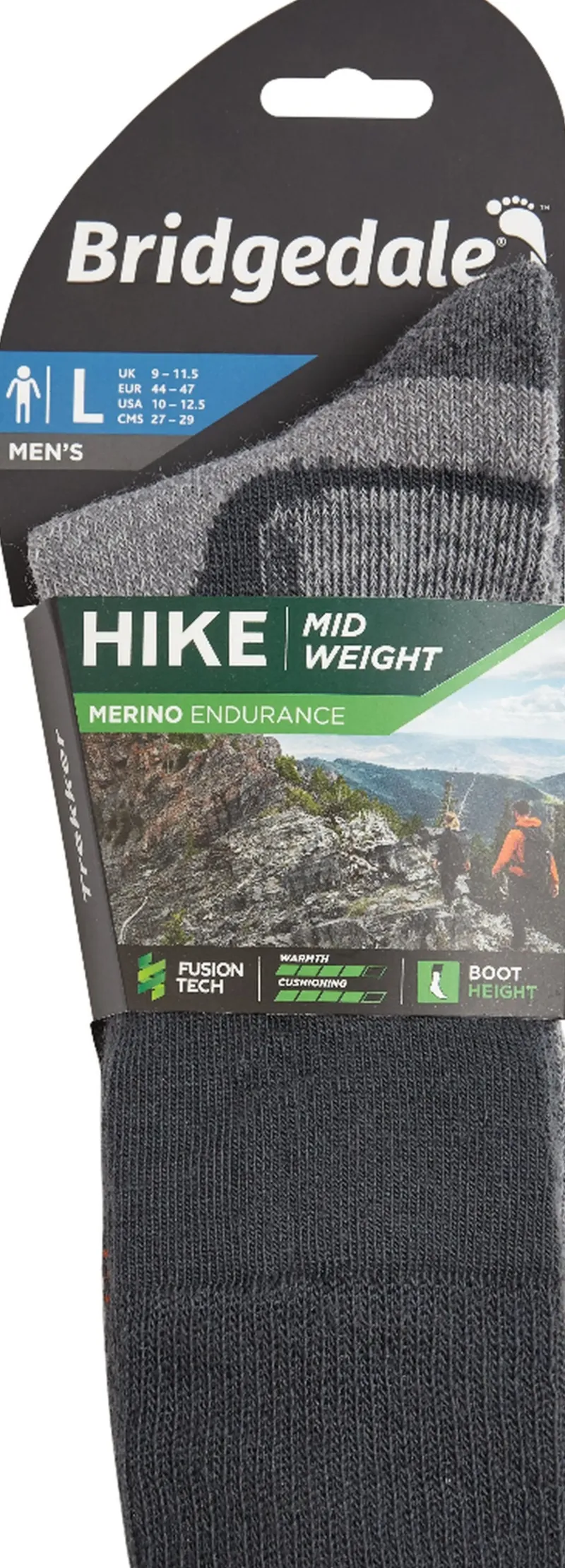 Bridgedale Socks|Socks-Mens Hike Midweight Merino Socks - Gunmetal