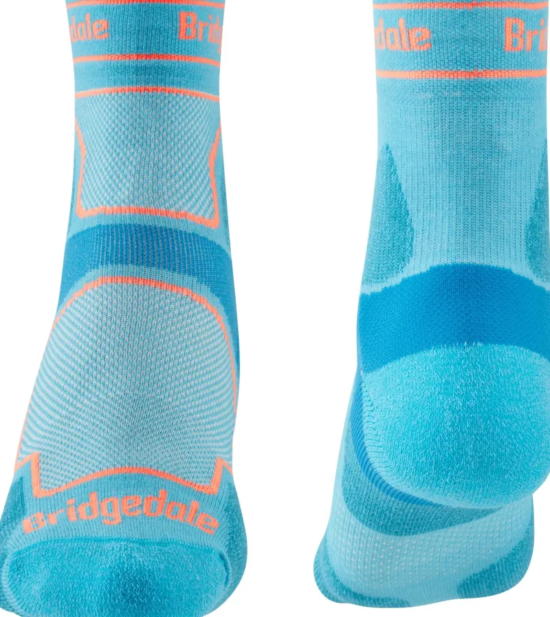 Bridgedale Socks|Socks-Womens Trail Run Ultralight T2 Coolmax Sport 3/4 Crew Socks - Blue