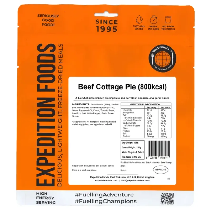 Expedition Foods Lunch/ Dinner-Beef Cottage Pie - 800kcal