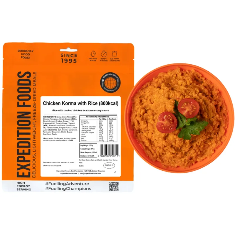 Expedition Foods Lunch/ Dinner-Chicken Korma with Rice - 800kcal