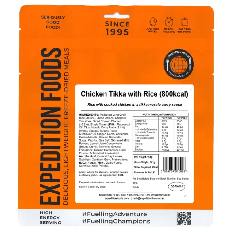 Expedition Foods Lunch/ Dinner-Chicken Tikka with Rice - 800kcal