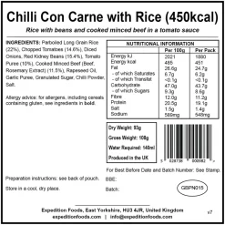 Expedition Foods Lunch/ Dinner-Chilli Con Carne with Rice - 450kcal