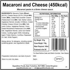 Expedition Foods Lunch/ Dinner-Macaroni and Cheese - 450kcal