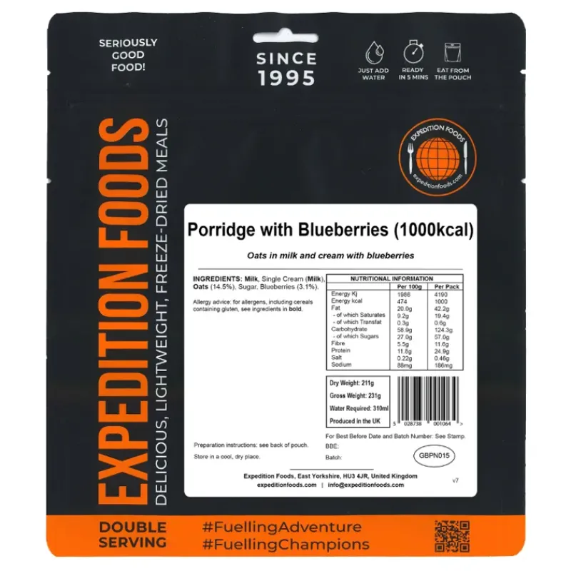 Expedition Foods Breakfast-Porridge with Blueberries - 1000kcal
