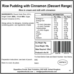 Expedition Foods Dessert-Rice Pudding with Cinnamon - Dessert Range