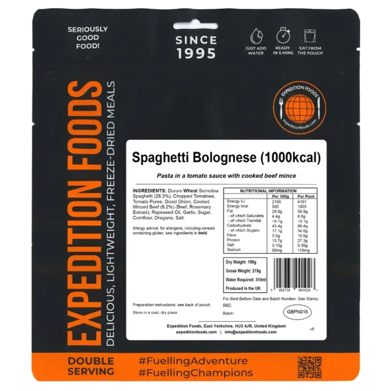 Expedition Foods Lunch/ Dinner-Spaghetti Bolognese - 1000kcal