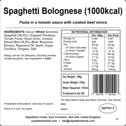 Expedition Foods Lunch/ Dinner-Spaghetti Bolognese - 1000kcal