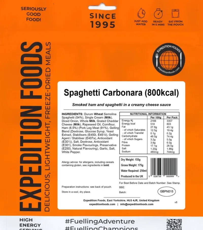 Expedition Foods Lunch/ Dinner-Spaghetti Carbonara - 800kcal