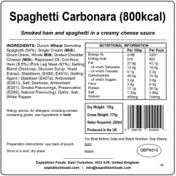 Expedition Foods Lunch/ Dinner-Spaghetti Carbonara - 800kcal