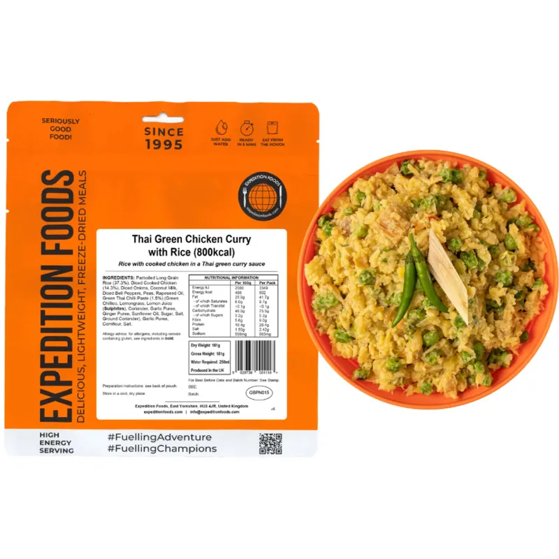 Expedition Foods Lunch/ Dinner-Thai Green Chicken Curry with Rice - 800kcal