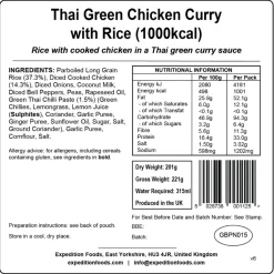 Expedition Foods Lunch/ Dinner-Thai Green Chicken Curry with Rice - 1000kcal