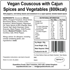Expedition Foods Lunch/ Dinner-Vegan Couscous with Cajun Spices and Veg - 800kcal