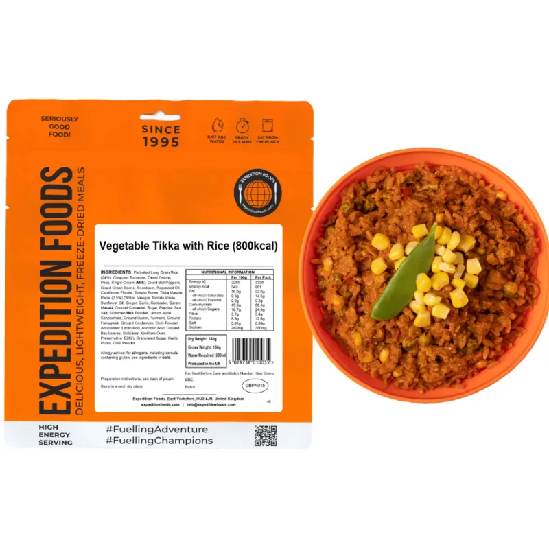 Expedition Foods Lunch/ Dinner-Vegetable Tikka with Rice - 800kcal