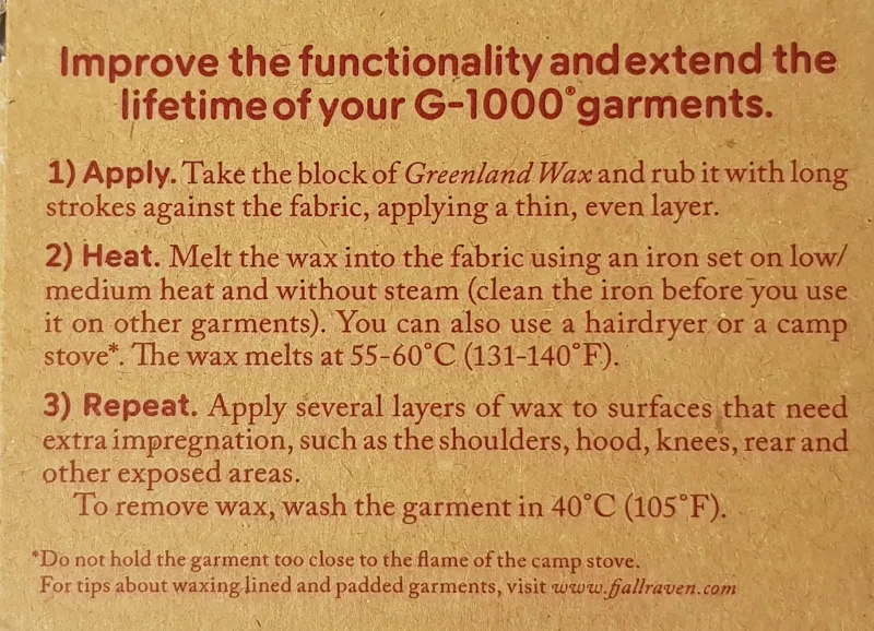 Fjallraven Clothing Cleaning & Proofing-Greenland Wax