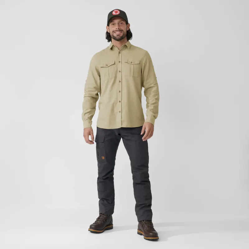Fjallraven Shirts-Mens Ovik Travel LS Shirt - Sand Stone