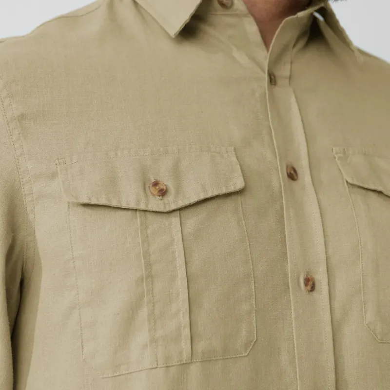 Fjallraven Shirts-Mens Ovik Travel LS Shirt - Sand Stone