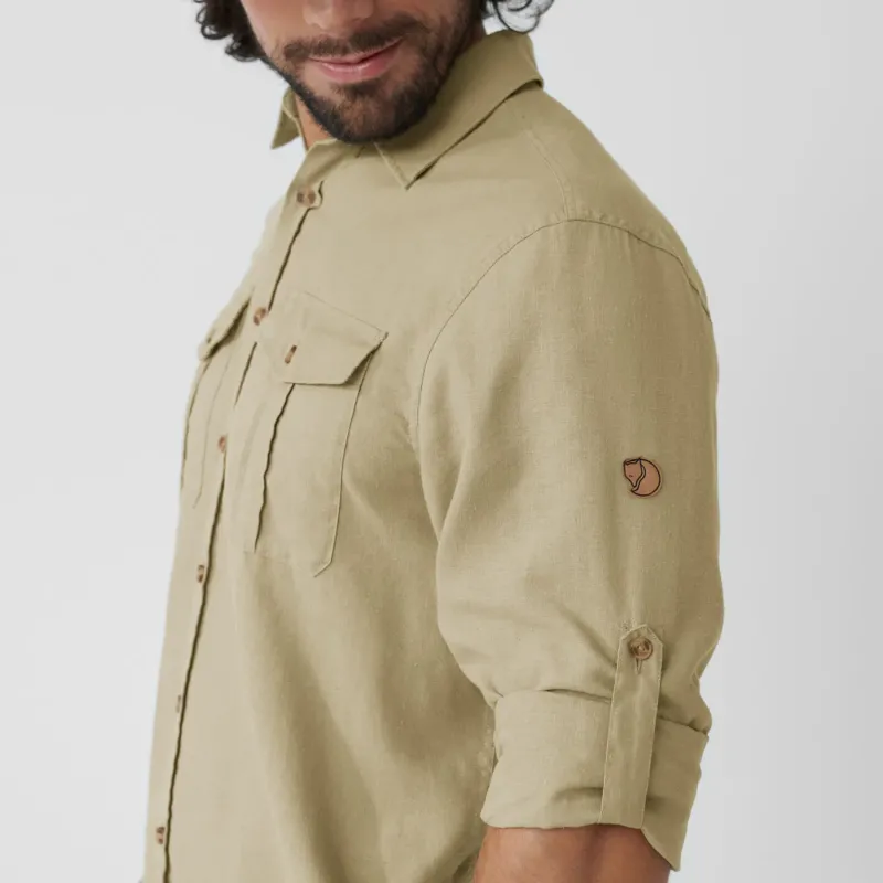 Fjallraven Shirts-Mens Ovik Travel LS Shirt - Sand Stone