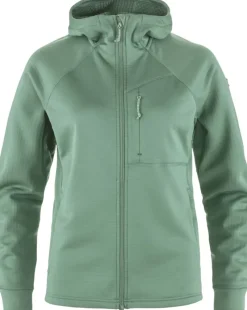 Fjallraven Fleece & Mid Layer-Womens Abisko Grid Fleece Hoodie - Patina Green