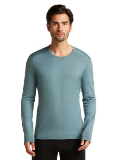 Icebreaker T-Shirts & Baselayers-Mens 200 Oasis Long Sleeved Crewe Top - Blue Ash