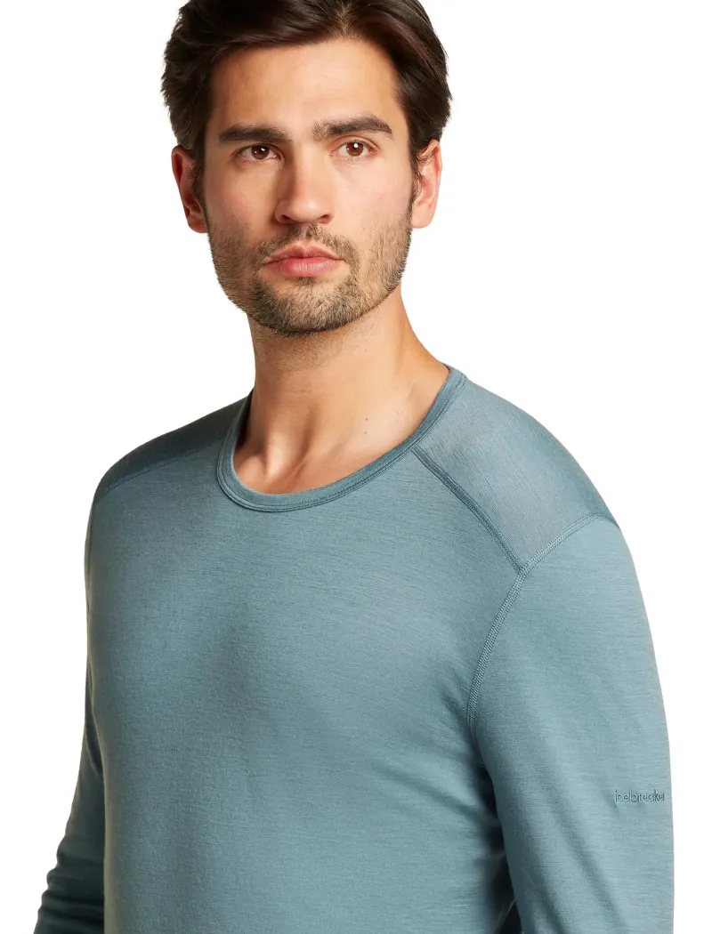 Icebreaker T-Shirts & Baselayers-Mens 200 Oasis Long Sleeved Crewe Top - Blue Ash