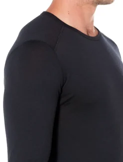 Icebreaker T-Shirts & Baselayers-Mens 200 Oasis Long Sleeved Crewe Top - Black