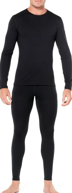 Icebreaker T-Shirts & Baselayers-Mens 200 Oasis Long Sleeved Crewe Top - Black