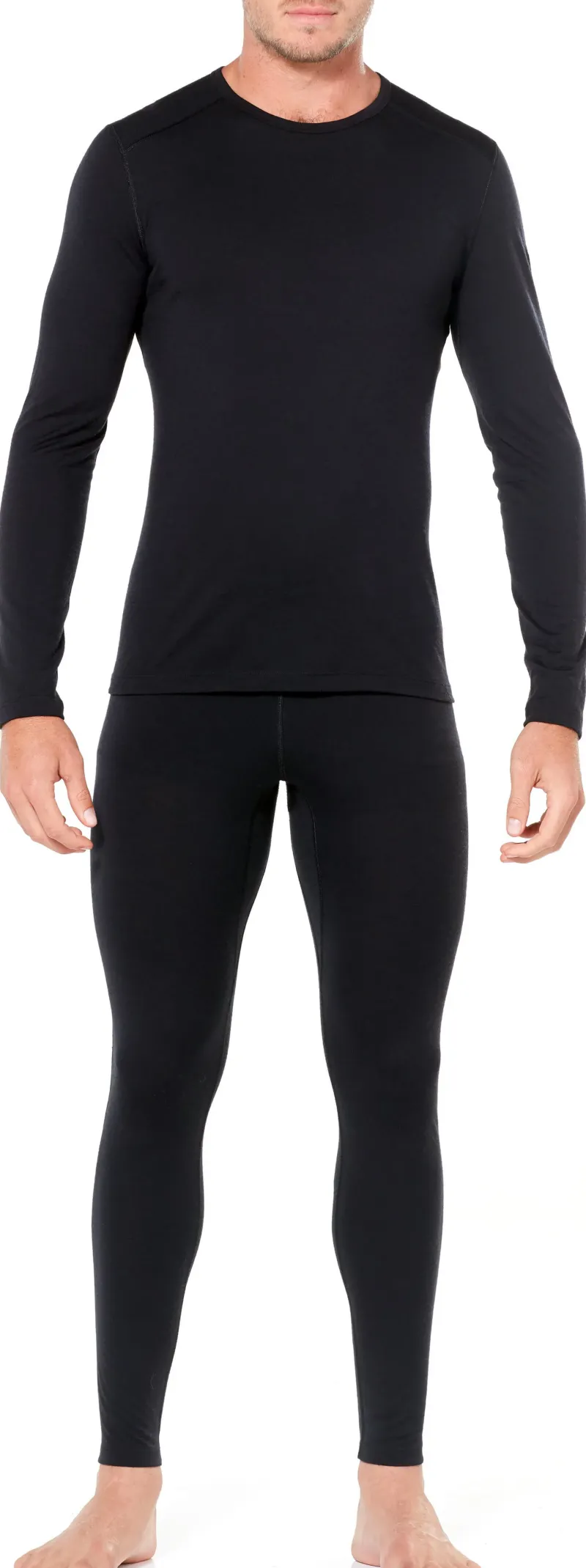 Icebreaker T-Shirts & Baselayers-Mens 200 Oasis Long Sleeved Crewe Top - Black