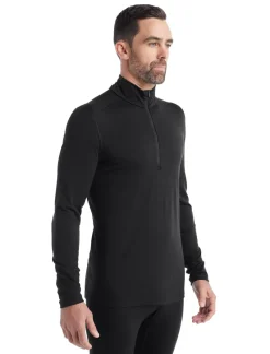 Icebreaker T-Shirts & Baselayers-Mens 200 Oasis LS Half Zip Top - Black