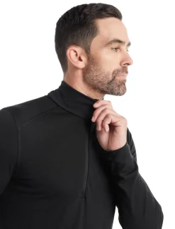 Icebreaker T-Shirts & Baselayers-Mens 200 Oasis LS Half Zip Top - Black