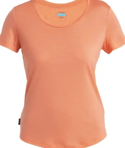 Icebreaker T-Shirts & Baselayers-Womens Merino 125 Cool-Lite Sphere III SS Scoop Tee - Tang