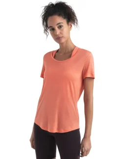 Icebreaker T-Shirts & Baselayers-Womens Merino 125 Cool-Lite Sphere III SS Scoop Tee - Tang
