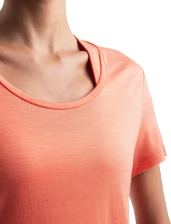 Icebreaker T-Shirts & Baselayers-Womens Merino 125 Cool-Lite Sphere III SS Scoop Tee - Tang