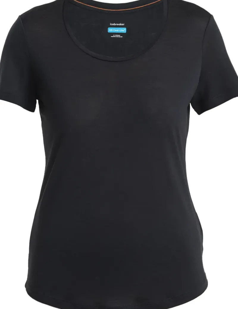 Icebreaker T-Shirts & Baselayers-Womens Merino 125 Cool-Lite Sphere III SS Scoop Tee - Black