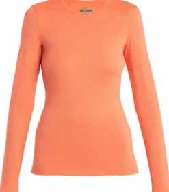 Icebreaker T-Shirts & Baselayers-Womens 200 Oasis LS Crewe Top - Tang