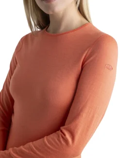 Icebreaker T-Shirts & Baselayers-Womens 200 Oasis LS Crewe Top - Tang