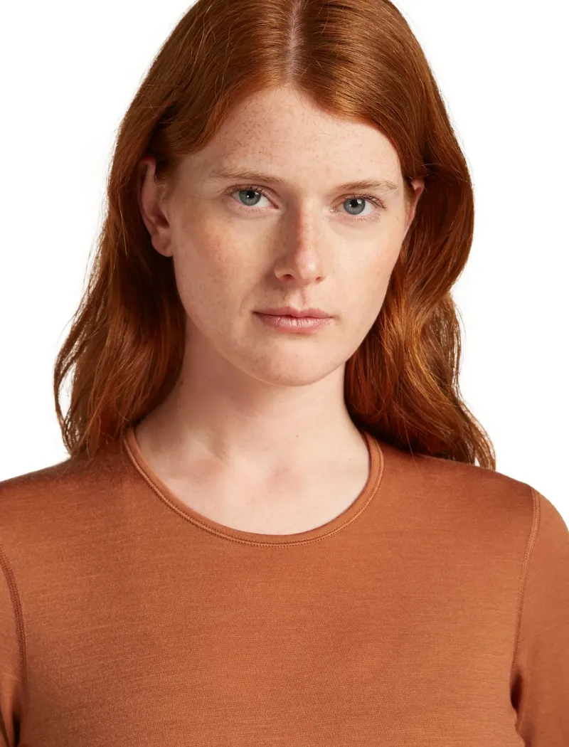 Icebreaker T-Shirts & Baselayers-Womens 200 Oasis LS Crewe Top - Dusty Clay