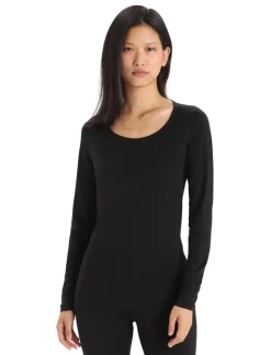 Icebreaker T-Shirts & Baselayers-Womens 200 Oasis LS Scoop Tee - Black
