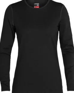 Icebreaker T-Shirts & Baselayers-Womens 260 Tech Long Sleeved Crewe Top - Black