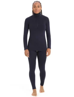 Icebreaker T-Shirts & Baselayers-Womens 260 Tech LS Half Zip Top - Midnight Navy