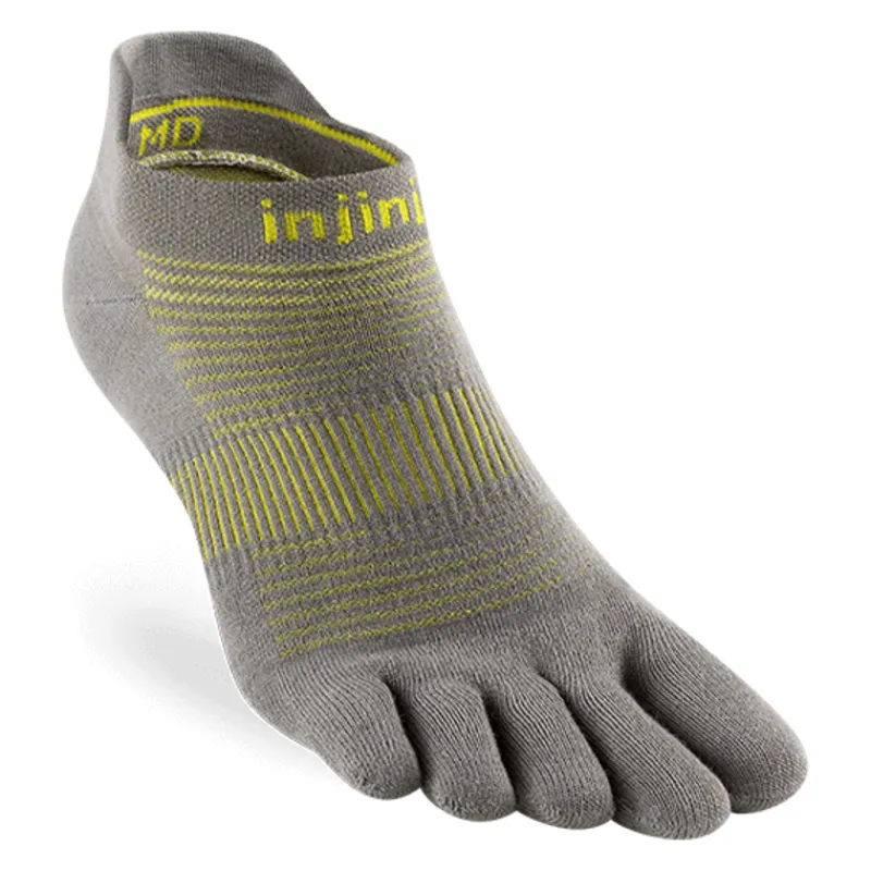 Injinji Socks|Socks-Mens Run Lightweight No Show Toe Socks - Neon Silver