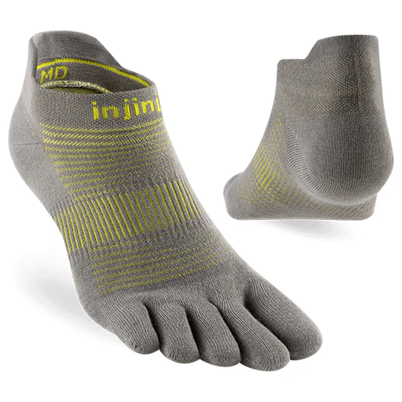 Injinji Socks|Socks-Mens Run Lightweight No Show Toe Socks - Neon Silver