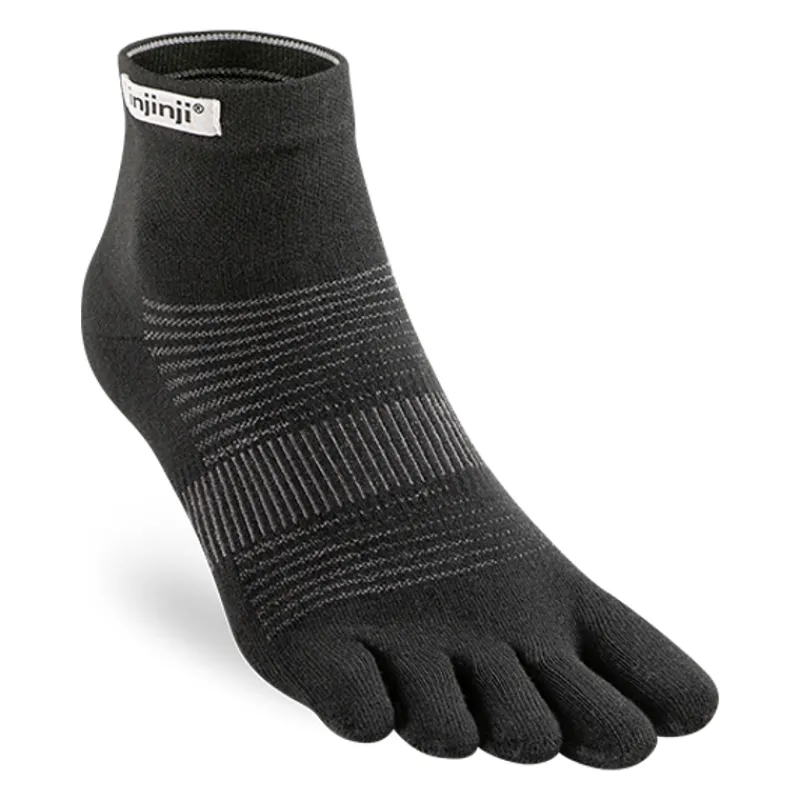 Injinji Socks|Socks-Unisex Run Lightweight Mini Crew Toe Socks - Black