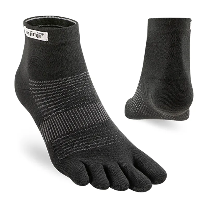 Injinji Socks|Socks-Unisex Run Lightweight Mini Crew Toe Socks - Black