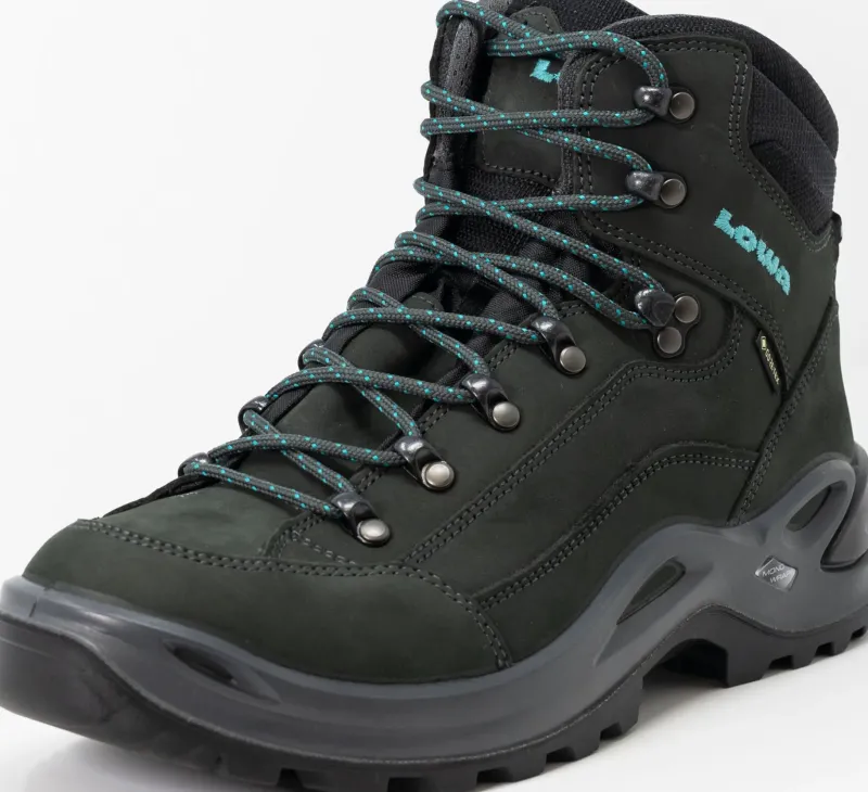 Lowa Mid Height Boots|Hiking Boots-Womens Renegade GTX Mid S Boots - Narrow Width - Asphalt-Turquoise