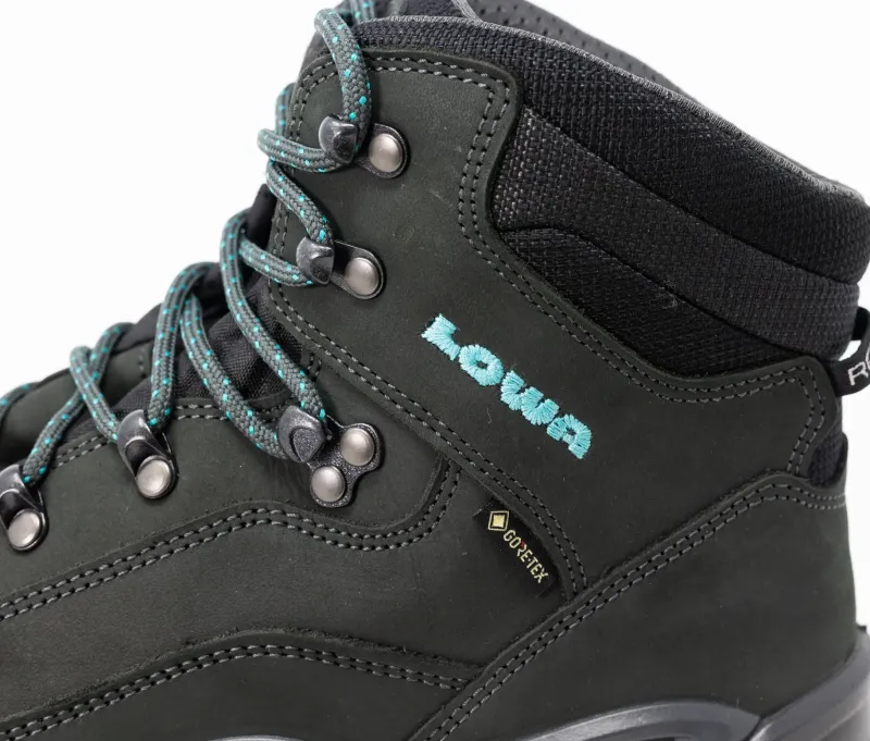 Lowa Mid Height Boots|Hiking Boots-Womens Renegade GTX Mid S Boots - Narrow Width - Asphalt-Turquoise
